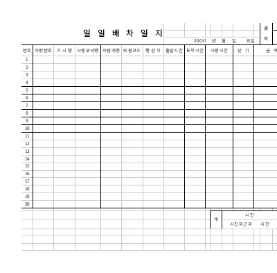 배차일지 배차일지